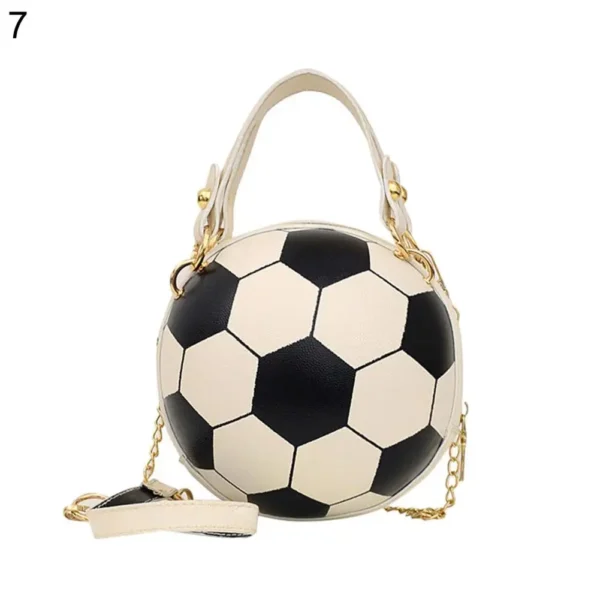 Bolsa feminina chique redonda basquete futebol em formato de barril de couro sintético bolsa de ombro crossbody - Imagem 8