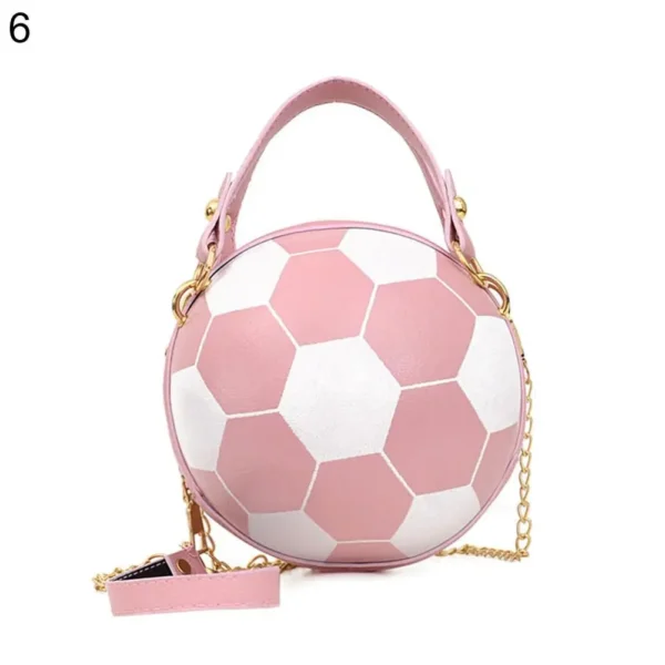 Bolsa feminina chique redonda basquete futebol em formato de barril de couro sintético bolsa de ombro crossbody - Imagem 13
