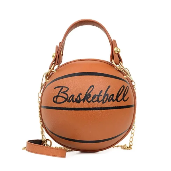 Bolsa feminina chique redonda basquete futebol em formato de barril de couro sintético bolsa de ombro crossbody - Imagem 3