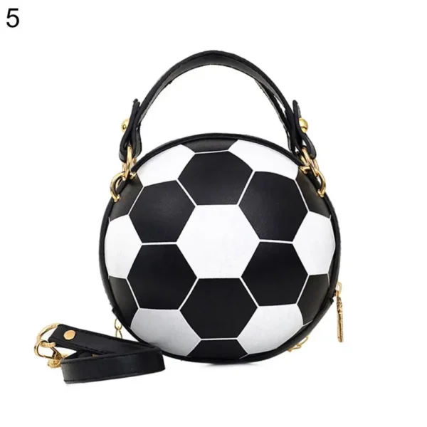 Bolsa feminina chique redonda basquete futebol em formato de barril de couro sintético bolsa de ombro crossbody - Imagem 9