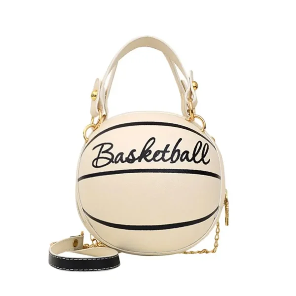Bolsa feminina chique redonda basquete futebol em formato de barril de couro sintético bolsa de ombro crossbody - Imagem 2