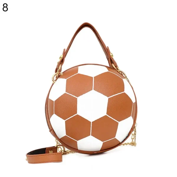 Bolsa feminina chique redonda basquete futebol em formato de barril de couro sintético bolsa de ombro crossbody - Imagem 7