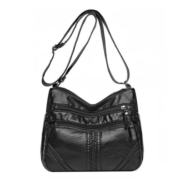 Bolsa de ombro de couro macio vintage feminina multi-camada clássico crossbody - Imagem 7
