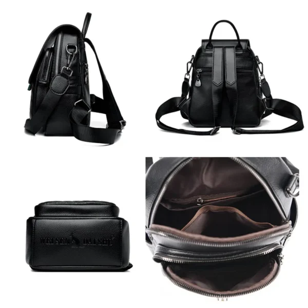 Mochila de couro de alta qualidade moda feminina saco de viagem de alta capacidade - Imagem 5