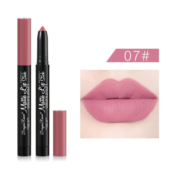 Batom lápis fosco de veludo, 12 cores, à prova d'água, de longa duração, antiaderente, sexy, rosa, vermelho. - Imagem 13