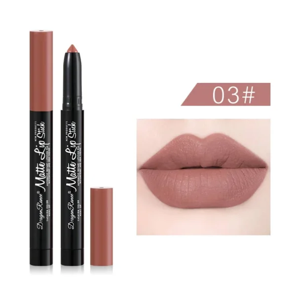 Batom lápis fosco de veludo, 12 cores, à prova d'água, de longa duração, antiaderente, sexy, rosa, vermelho. - Imagem 9