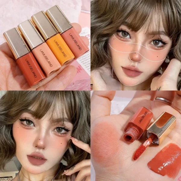 Mini blush líquido fosco, de longa duração, sedoso, suave, bochecha, blush, iluminador, bastão, maquiagem de contorno à prova d'água - Imagem 3