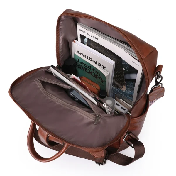 Moda feminina mochilas designer bolsa de ombro mochila de couro macio - Imagem 5