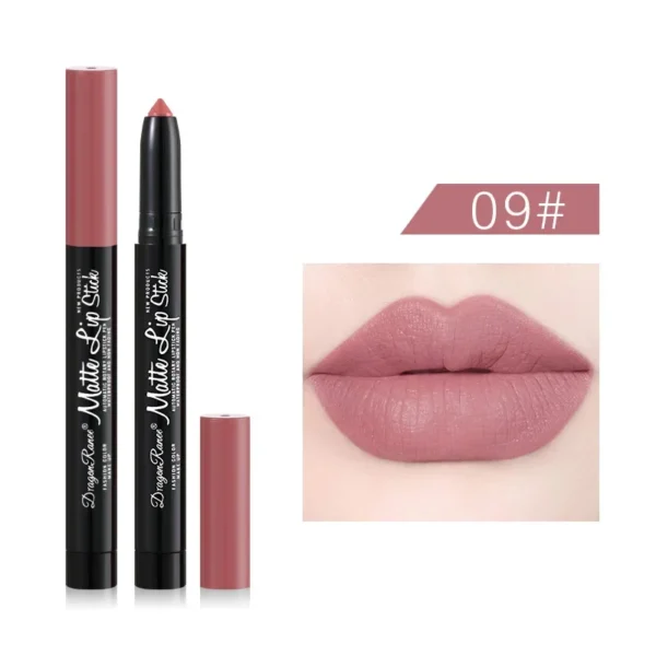 Batom lápis fosco de veludo, 12 cores, à prova d'água, de longa duração, antiaderente, sexy, rosa, vermelho. - Imagem 15