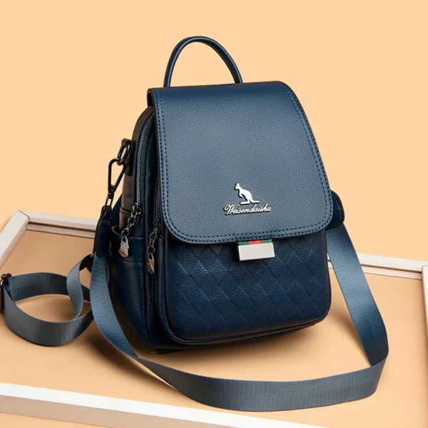 Mochila de couro de alta qualidade moda feminina saco de viagem de alta capacidade - Imagem 3