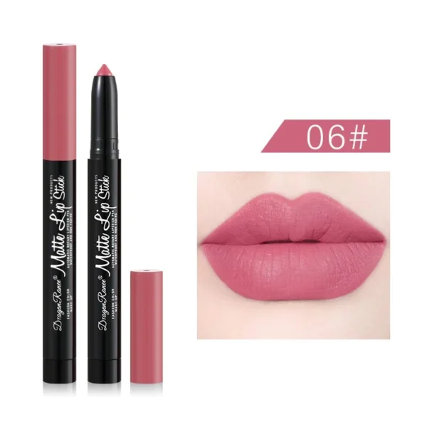 Batom lápis fosco de veludo, 12 cores, à prova d'água, de longa duração, antiaderente, sexy, rosa, vermelho. - Imagem 12