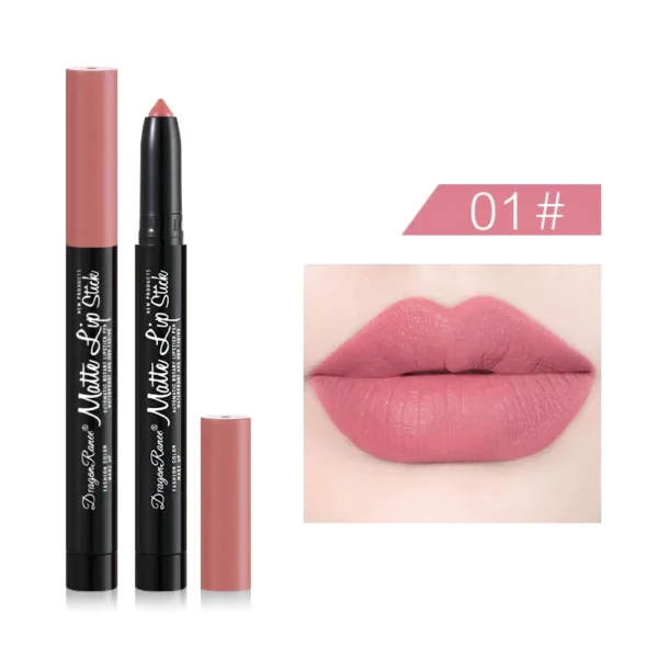 Batom lápis fosco de veludo, 12 cores, à prova d'água, de longa duração, antiaderente, sexy, rosa, vermelho. - Imagem 7