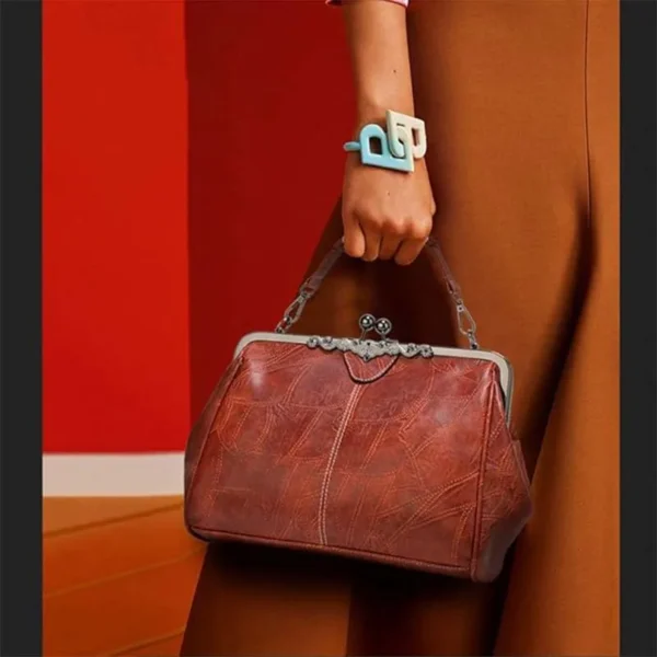 Bolsa Retrô para mulheres fosco couro do plutônio - Imagem 6