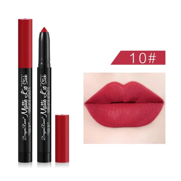 Batom lápis fosco de veludo, 12 cores, à prova d'água, de longa duração, antiaderente, sexy, rosa, vermelho. - Imagem 16