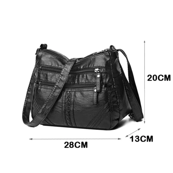 Bolsa de ombro de couro macio vintage feminina multi-camada clássico crossbody - Imagem 4