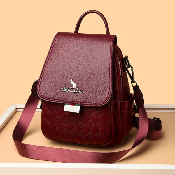 Mochila de couro de alta qualidade moda feminina saco de viagem de alta capacidade - Imagem 2