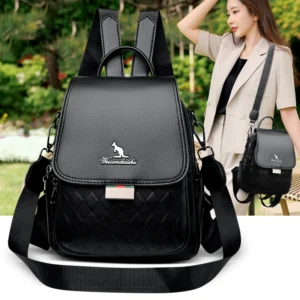 Mochila de couro de alta qualidade moda feminina saco de viagem de alta capacidade