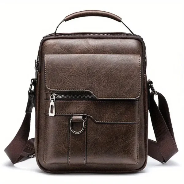 Bolsa de Ombro de Couro PU para Homens, Bolsas Crossbody, Business Flap, Mala Mensageiro Sólida Masculina, Bolsa de Viagem para iPad, 9.7 ", Brand - Imagem 8