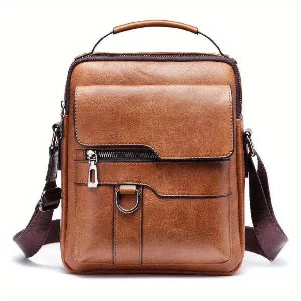 Bolsa de Ombro de Couro PU para Homens, Bolsas Crossbody, Business Flap, Mala Mensageiro Sólida Masculina, Bolsa de Viagem para iPad, 9.7 ", Brand - Imagem 6