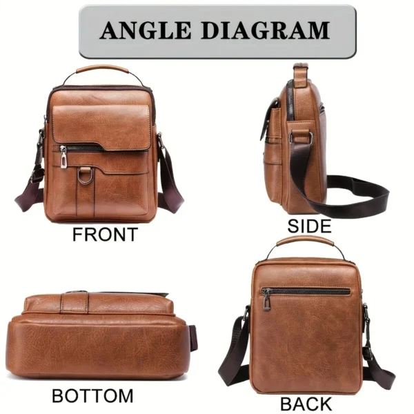 Bolsa de Ombro de Couro PU para Homens, Bolsas Crossbody, Business Flap, Mala Mensageiro Sólida Masculina, Bolsa de Viagem para iPad, 9.7 ", Brand - Imagem 4