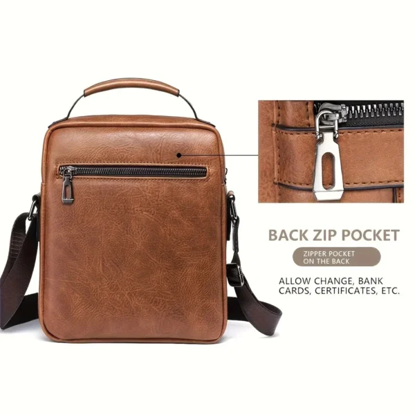 Bolsa de Ombro de Couro PU para Homens, Bolsas Crossbody, Business Flap, Mala Mensageiro Sólida Masculina, Bolsa de Viagem para iPad, 9.7 ", Brand - Imagem 2