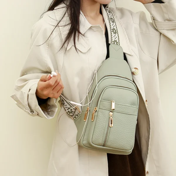Bolsa de peito de couro do plutônio casual crossbody - Imagem 5