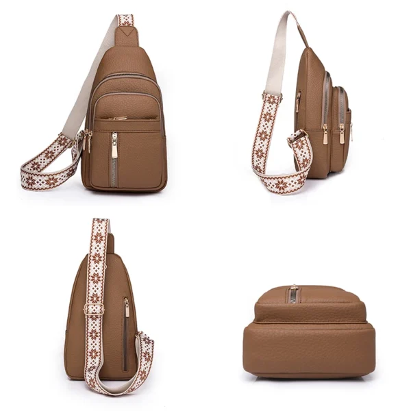 Bolsa de peito de couro do plutônio casual crossbody - Imagem 3