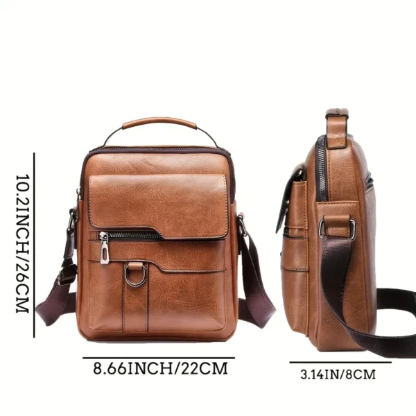 Bolsa de Ombro de Couro PU para Homens, Bolsas Crossbody, Business Flap, Mala Mensageiro Sólida Masculina, Bolsa de Viagem para iPad, 9.7 ", Brand - Imagem 5