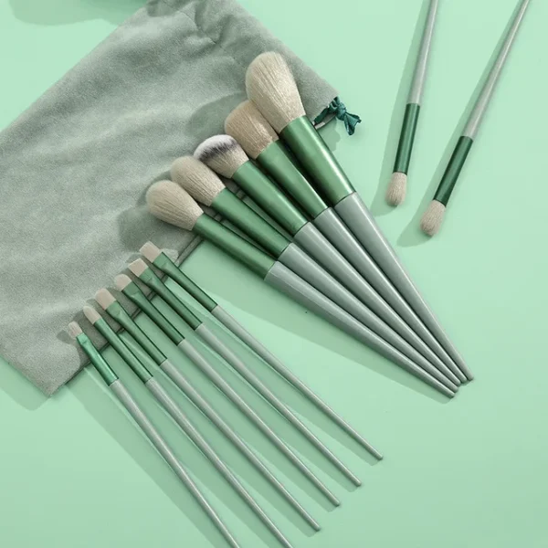 13 pçs pincéis de maquiagem conjunto sombra de olho fundação feminino escova cosmética sombra blush beleza macio compõem ferramentas saco - Imagem 10