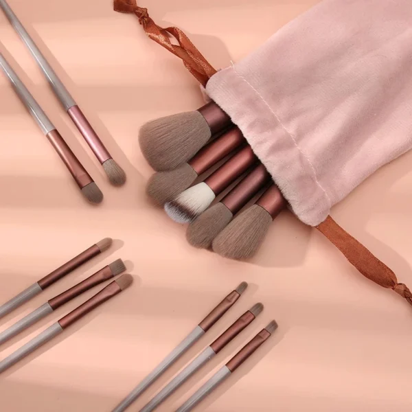 13 pçs pincéis de maquiagem conjunto sombra de olho fundação feminino escova cosmética sombra blush beleza macio compõem ferramentas saco - Imagem 3