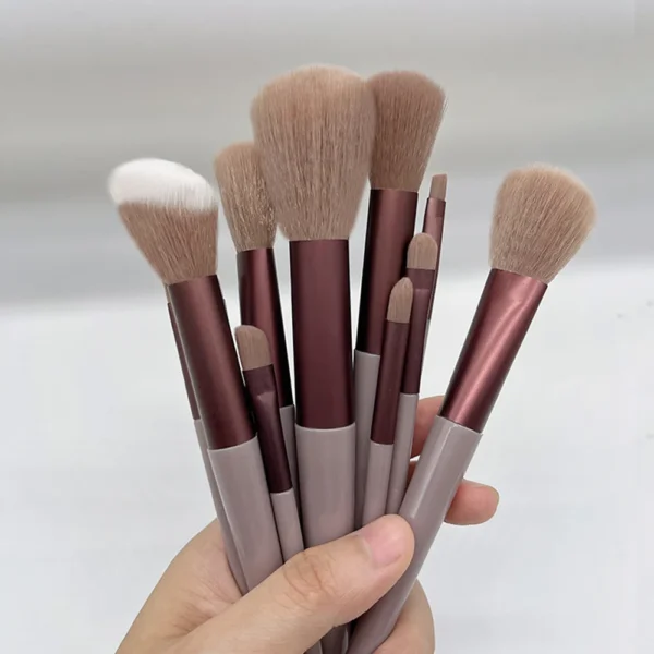 13 pçs pincéis de maquiagem conjunto sombra de olho fundação feminino escova cosmética sombra blush beleza macio compõem ferramentas saco - Imagem 6
