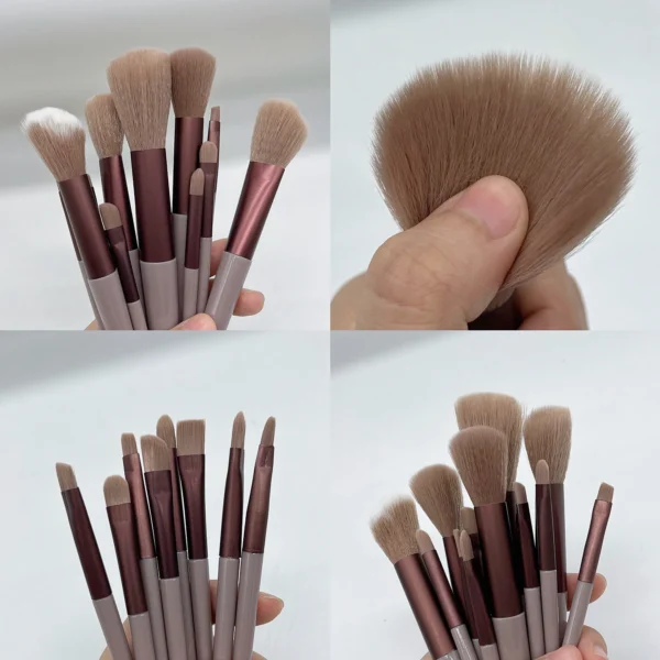 13 pçs pincéis de maquiagem conjunto sombra de olho fundação feminino escova cosmética sombra blush beleza macio compõem ferramentas saco - Imagem 5