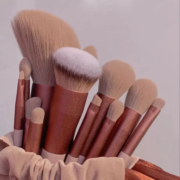 13 pçs pincéis de maquiagem conjunto sombra de olho fundação feminino escova cosmética sombra blush beleza macio compõem ferramentas saco - Imagem 2