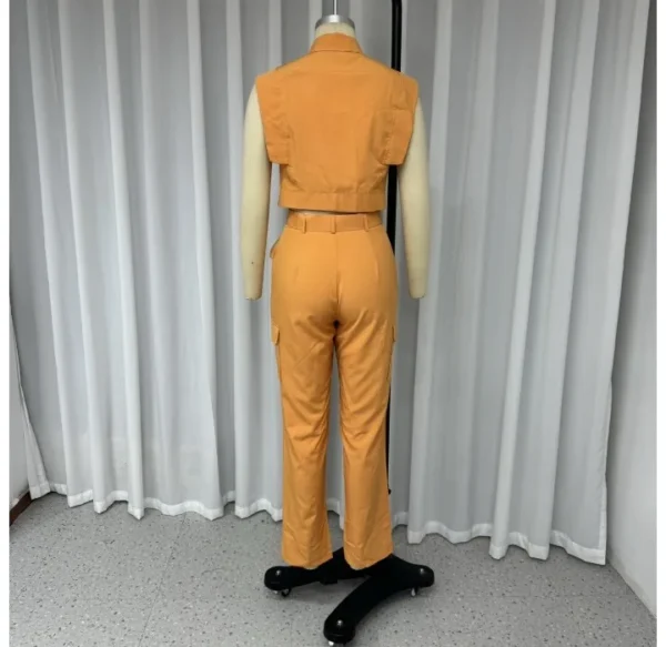Conjunto Casual Feminino 2024 Moda Verão Novo Casual Flip Collar Top Sem Mangas - Imagem 10
