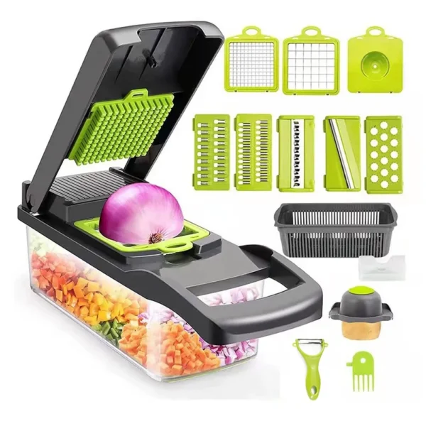16 em 1 Picador de Vegetais Multifuncional Picador de Cebola Lidar com Grelha de Alimentos Picador de Alimentos - Imagem 7