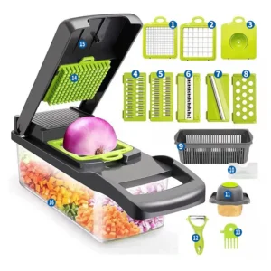 16 em 1 Picador de Vegetais Multifuncional Picador de Cebola Lidar com Grelha de Alimentos Picador de Alimentos