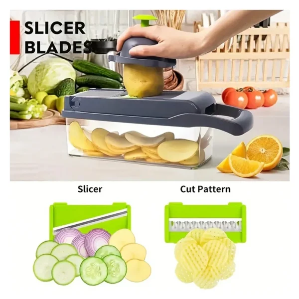 16 em 1 Picador de Vegetais Multifuncional Picador de Cebola Lidar com Grelha de Alimentos Picador de Alimentos - Imagem 4