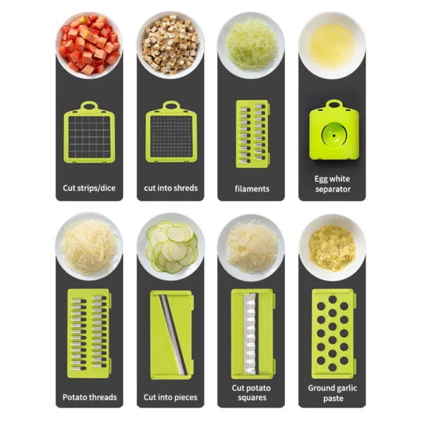 16 em 1 Picador de Vegetais Multifuncional Picador de Cebola Lidar com Grelha de Alimentos Picador de Alimentos - Imagem 2