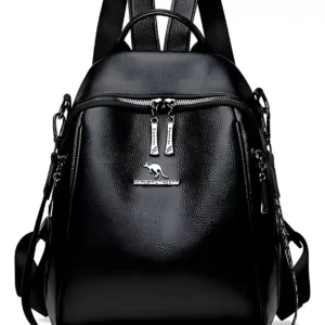 Mochila Vintage Feminina De Couro Macio Antifurto De Ombro Cor Preto Desenho Do Tecido Liso Unistar Canguru Vintage