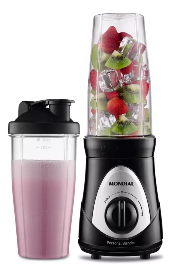 Liquidificador portátil Mondial Personal Blender DG-01 750 mL preto e prata com jarra de plástico 127V - Inclui 1 acessórios