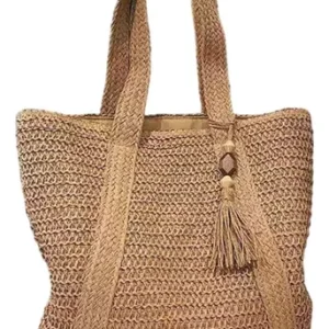 Bolsa Feminina Grande De Praia Palha Com Forro E Fecho S5039