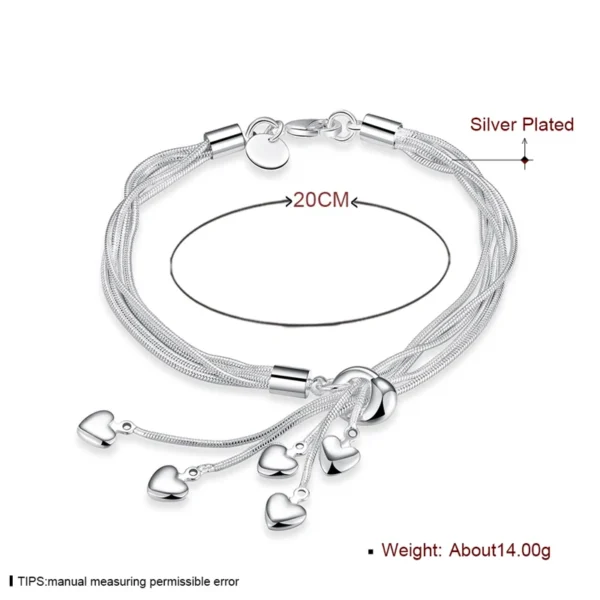DOTEFFIL 925 Prata Esterlina Coração Cobra Corrente Colar Pulseira Brinco Conjunto Para Mulher Casamento Noivado Festa Moda Jóias - Imagem 15