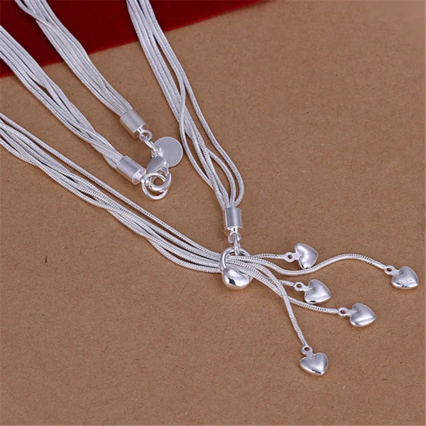 DOTEFFIL 925 Prata Esterlina Coração Cobra Corrente Colar Pulseira Brinco Conjunto Para Mulher Casamento Noivado Festa Moda Jóias - Imagem 8