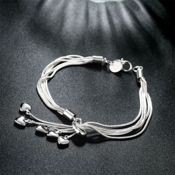 DOTEFFIL 925 Prata Esterlina Coração Cobra Corrente Colar Pulseira Brinco Conjunto Para Mulher Casamento Noivado Festa Moda Jóias - Imagem 4