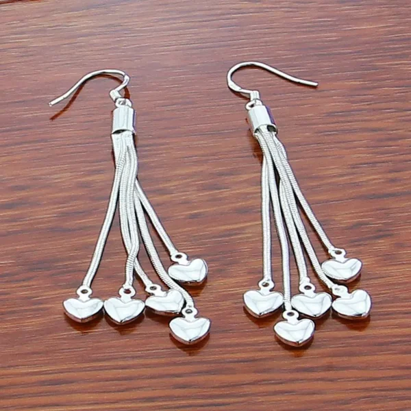 DOTEFFIL 925 Prata Esterlina Coração Cobra Corrente Colar Pulseira Brinco Conjunto Para Mulher Casamento Noivado Festa Moda Jóias - Imagem 21