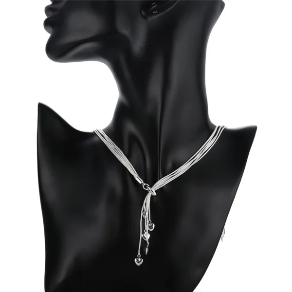 DOTEFFIL 925 Prata Esterlina Coração Cobra Corrente Colar Pulseira Brinco Conjunto Para Mulher Casamento Noivado Festa Moda Jóias - Imagem 14