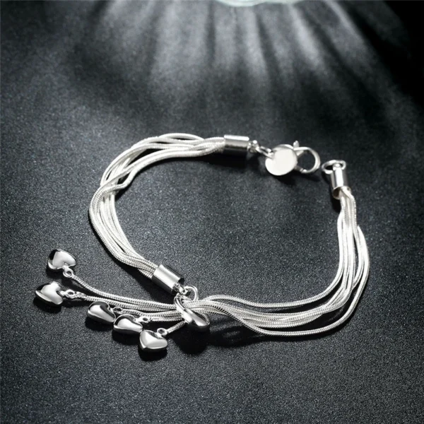 DOTEFFIL 925 Prata Esterlina Coração Cobra Corrente Colar Pulseira Brinco Conjunto Para Mulher Casamento Noivado Festa Moda Jóias - Imagem 17