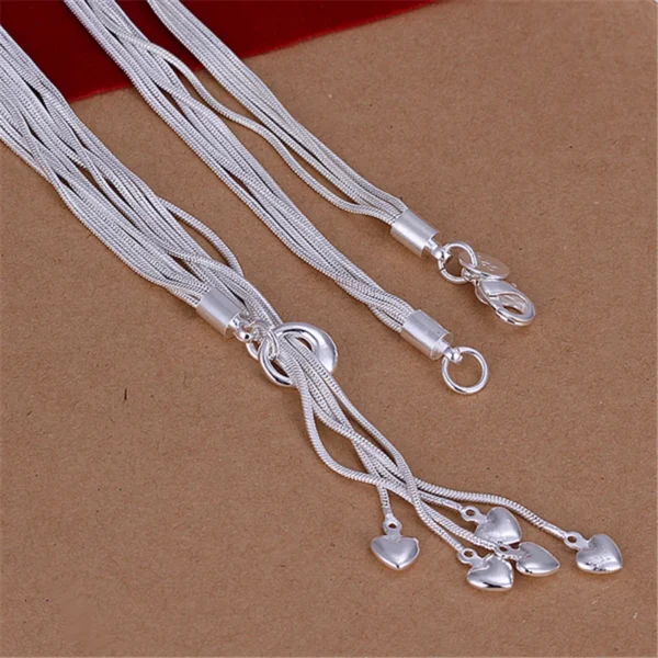 DOTEFFIL 925 Prata Esterlina Coração Cobra Corrente Colar Pulseira Brinco Conjunto Para Mulher Casamento Noivado Festa Moda Jóias - Imagem 9