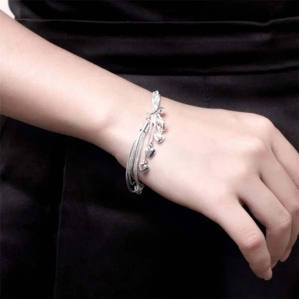 DOTEFFIL 925 Prata Esterlina Coração Cobra Corrente Colar Pulseira Brinco Conjunto Para Mulher Casamento Noivado Festa Moda Jóias - Imagem 6