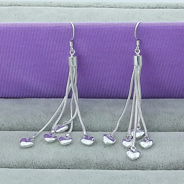 DOTEFFIL 925 Prata Esterlina Coração Cobra Corrente Colar Pulseira Brinco Conjunto Para Mulher Casamento Noivado Festa Moda Jóias - Imagem 5